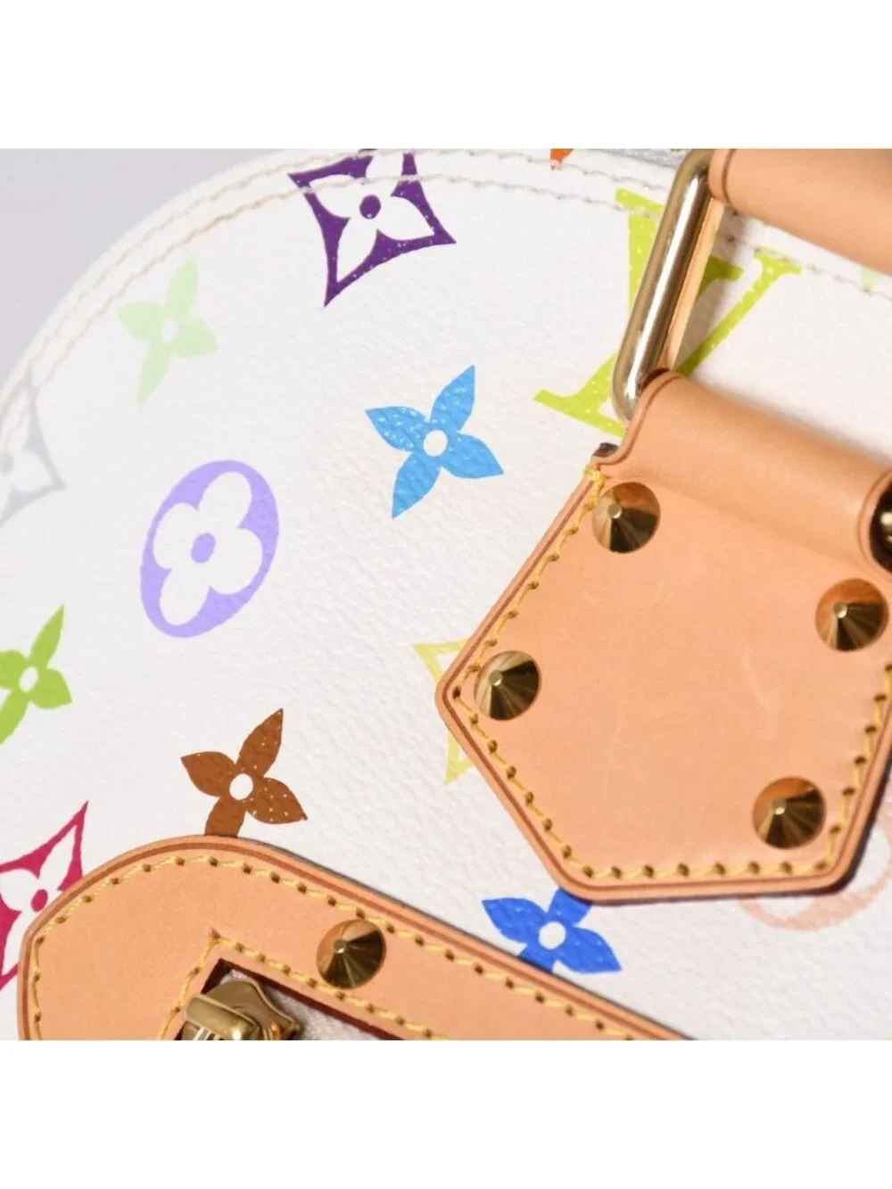 Louis Vuitton Alma Handbag Monogram Multicolor White Takashi Murakami